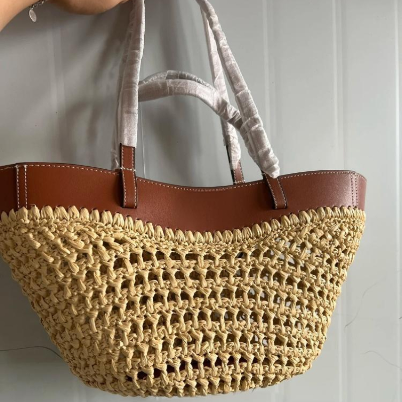 Women Bags On Sale - ブランド中空織ビーチバッグニッチファッションショルダー脇の下バッグ大容量ハイエンドステッチトートバッグ女性のバケットバッグ