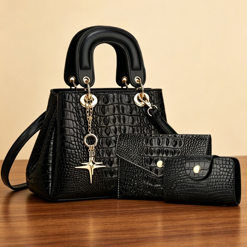 3ピースレディースバッグセット、コンパクトで軽量なクロコダイ - Women'S Bags Handbags のレビューと価格